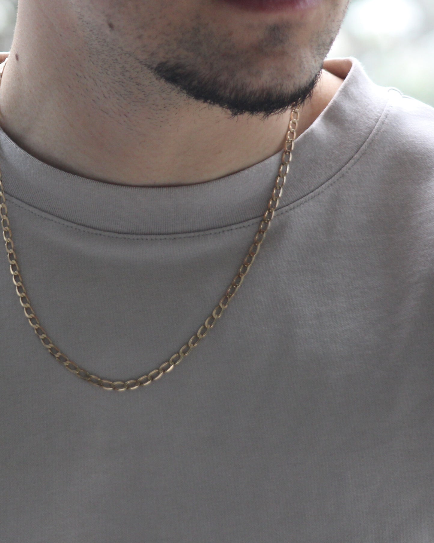 57cm Solid Stretched Curb Chain in 9ct Yellow Gold