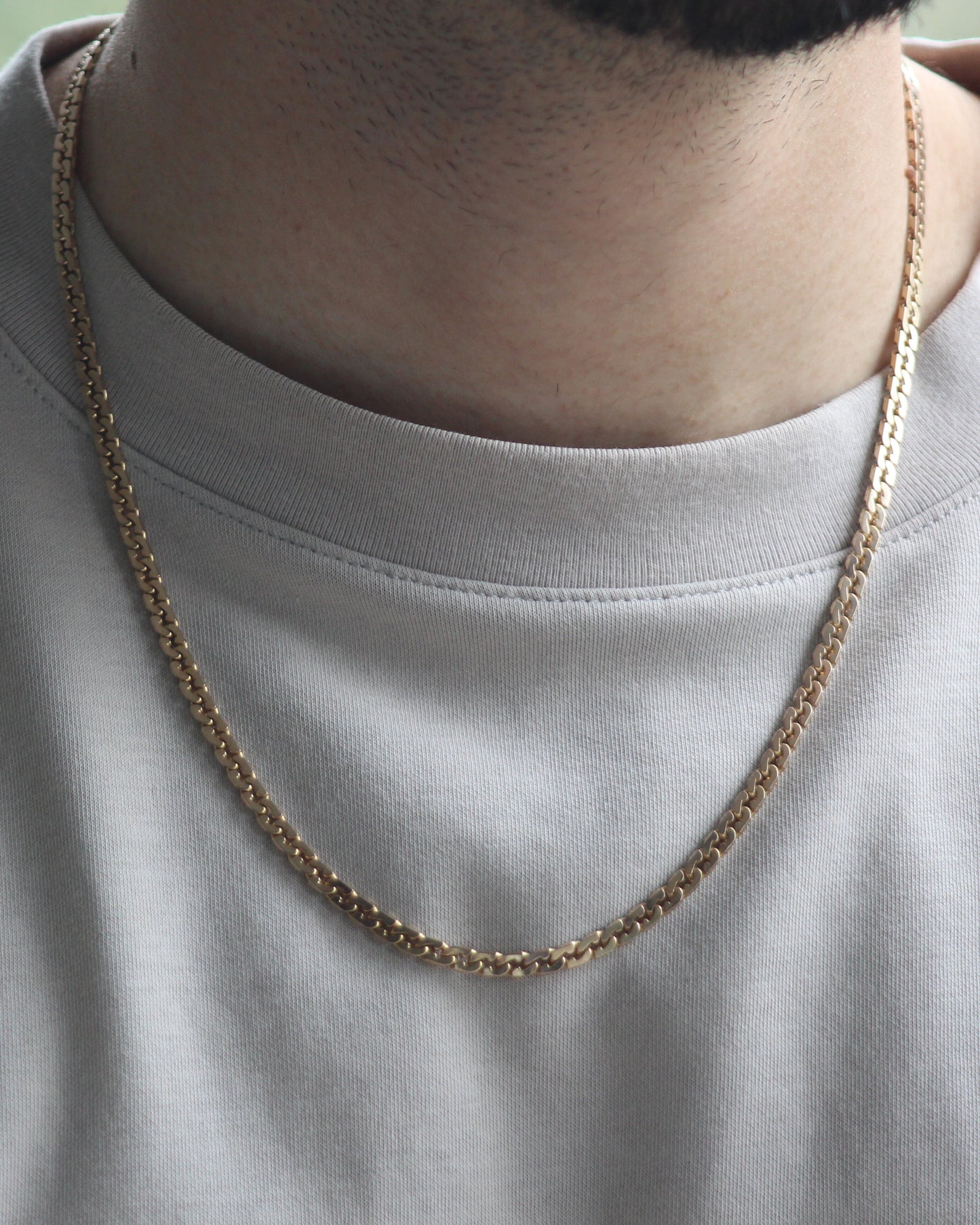 56cm Solid Pressed Curb Chain in 9ct Yellow Gold