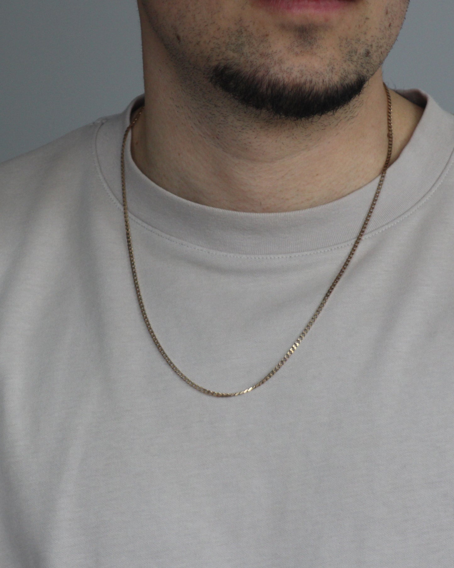 60cm Solid Squared Curb Chain in 9ct Yellow Gold