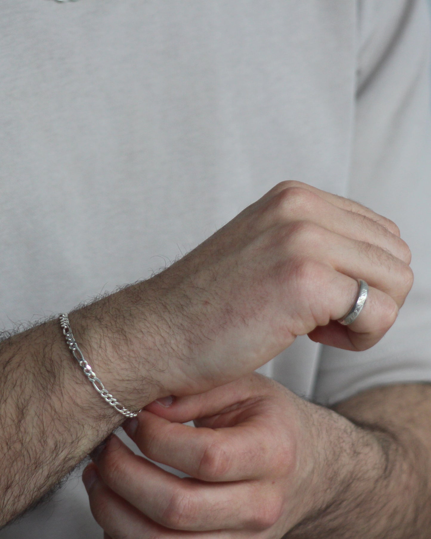 19cm Solid Figaro Bracelet in Sterling Silver