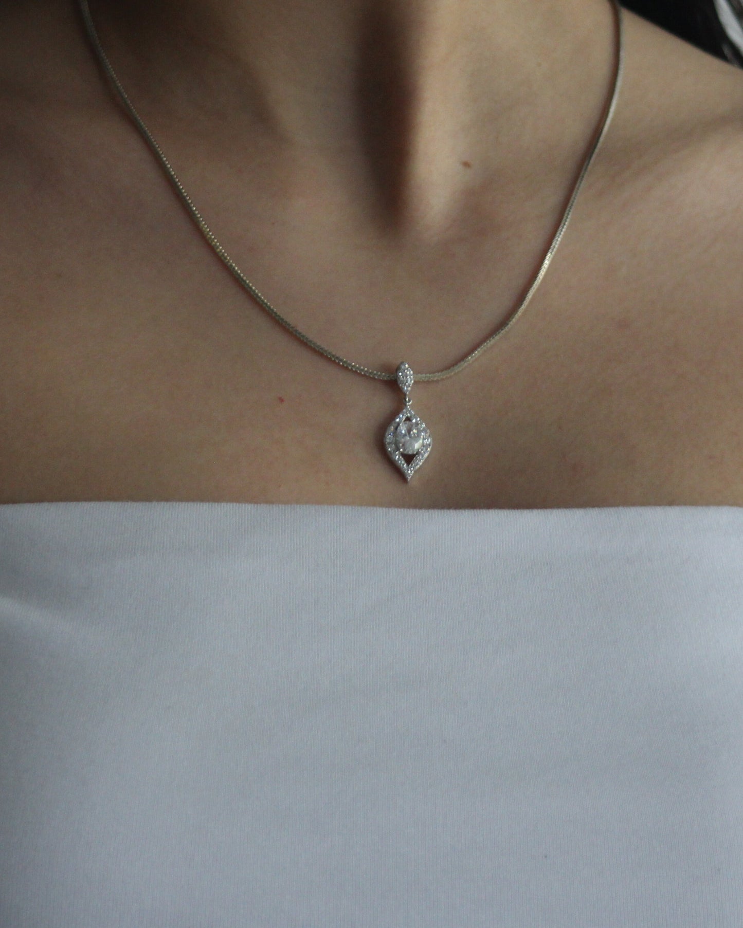 50cm Solid Palma Chain and Pendant in Sterling Silver