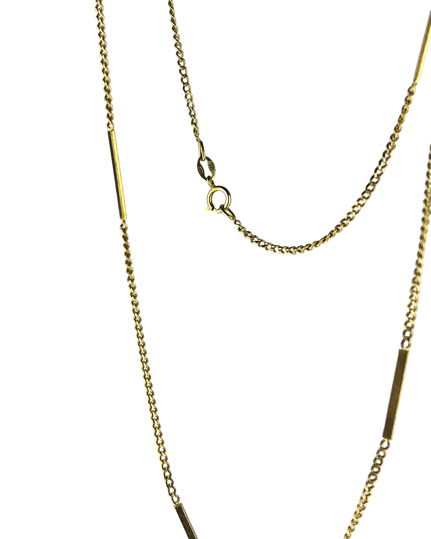 49cm Solid Curb and Bar Chain in 9ct Yellow Gold