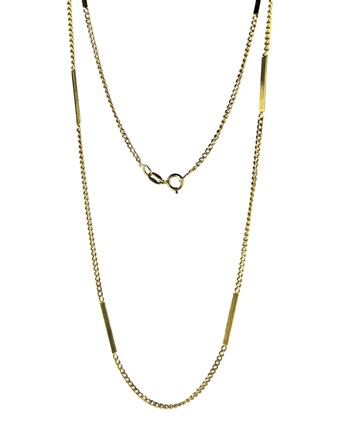 49cm Solid Curb and Bar Chain in 9ct Yellow Gold