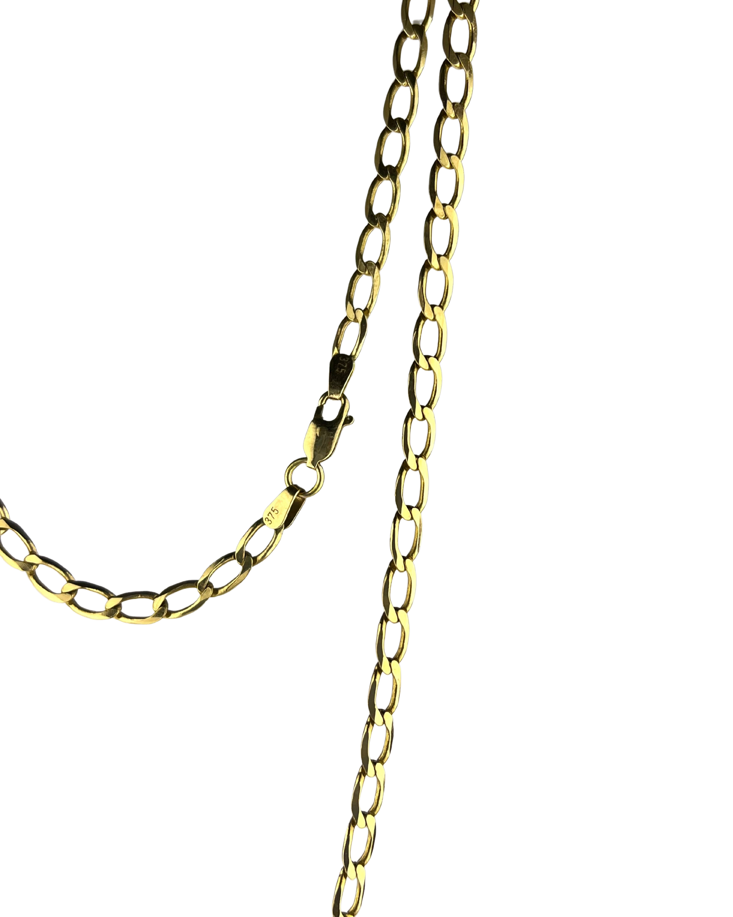 57cm Solid Stretched Curb Chain in 9ct Yellow Gold
