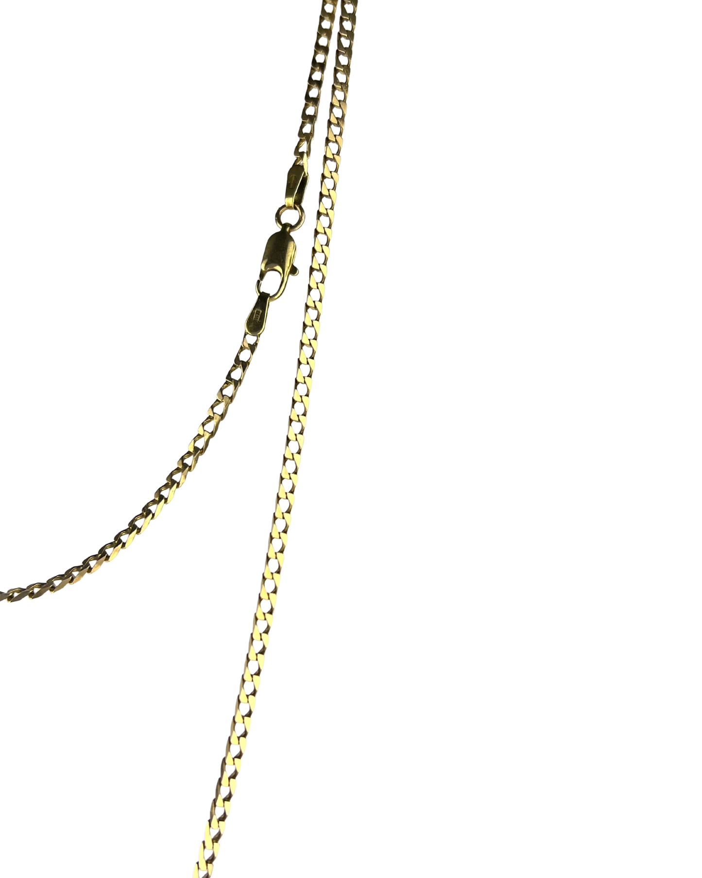 60cm Solid Squared Curb Chain in 9ct Yellow Gold