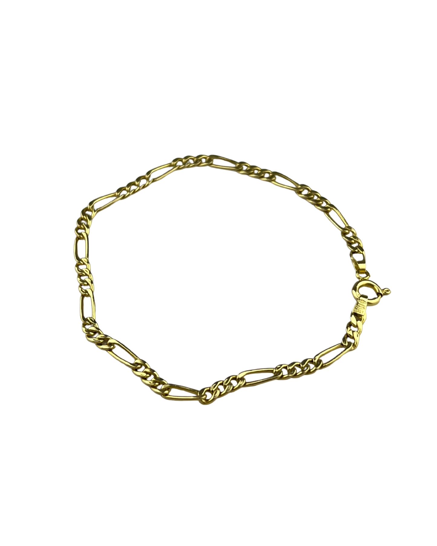 17.5cm Solid Figaro Bracelet in 9ct Yellow Gold