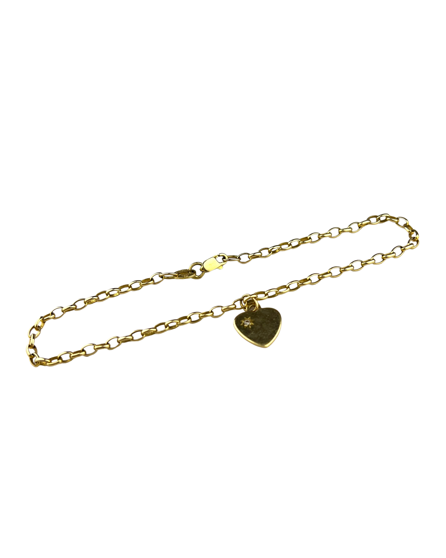 20cm Solid Belcher Bracelet in 9ct Yellow Gold with Diamond