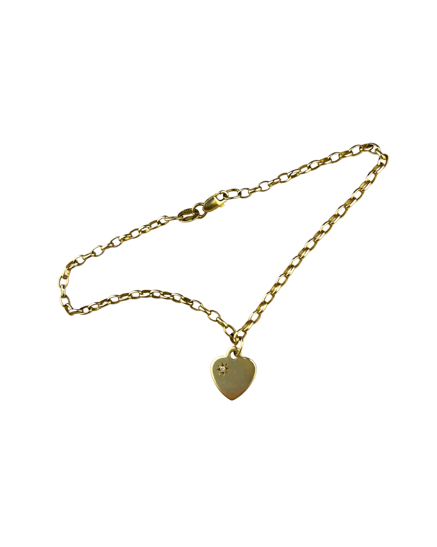 20cm Solid Belcher Bracelet in 9ct Yellow Gold with Diamond