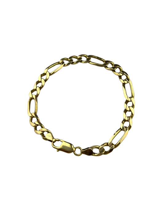 21cm Solid Figaro Bracelet in 9ct Yellow Gold