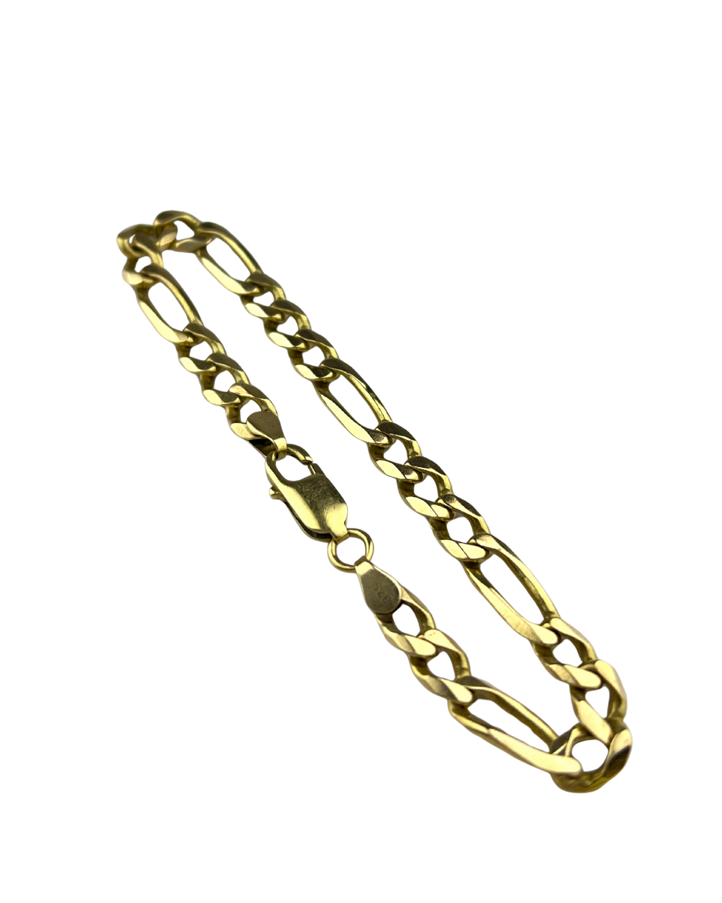 21cm Solid Figaro Bracelet in 9ct Yellow Gold
