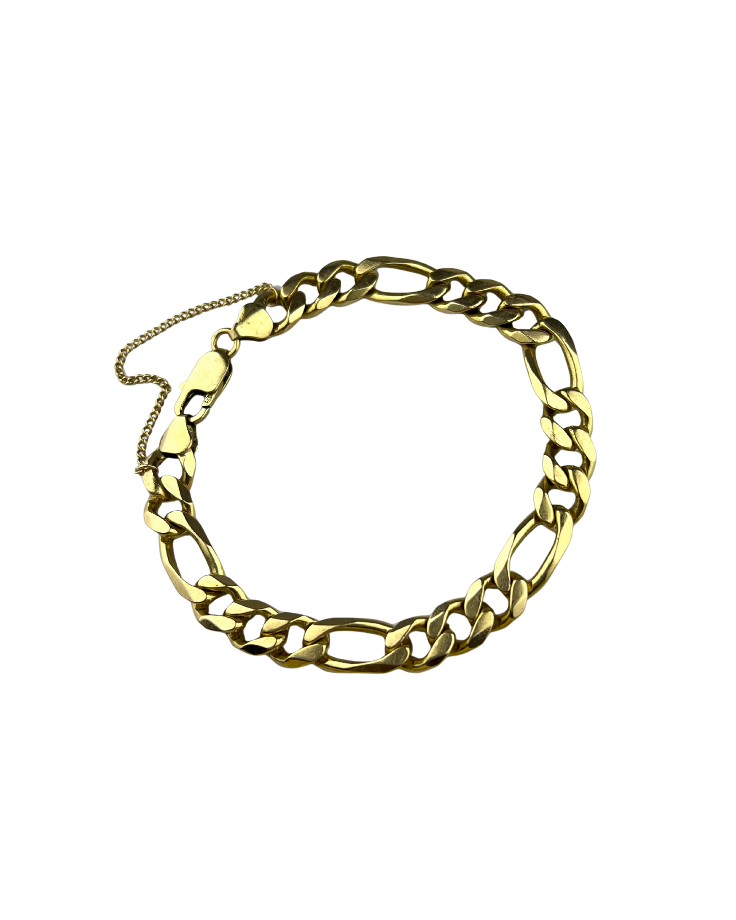 24cm Solid Figaro Bracelet in 9ct Yellow Gold