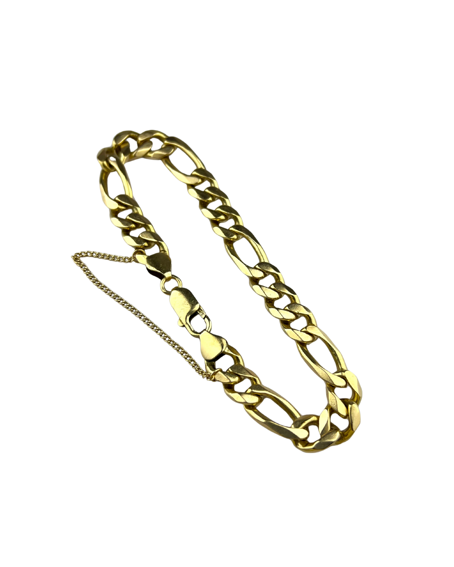 24cm Solid Figaro Bracelet in 9ct Yellow Gold