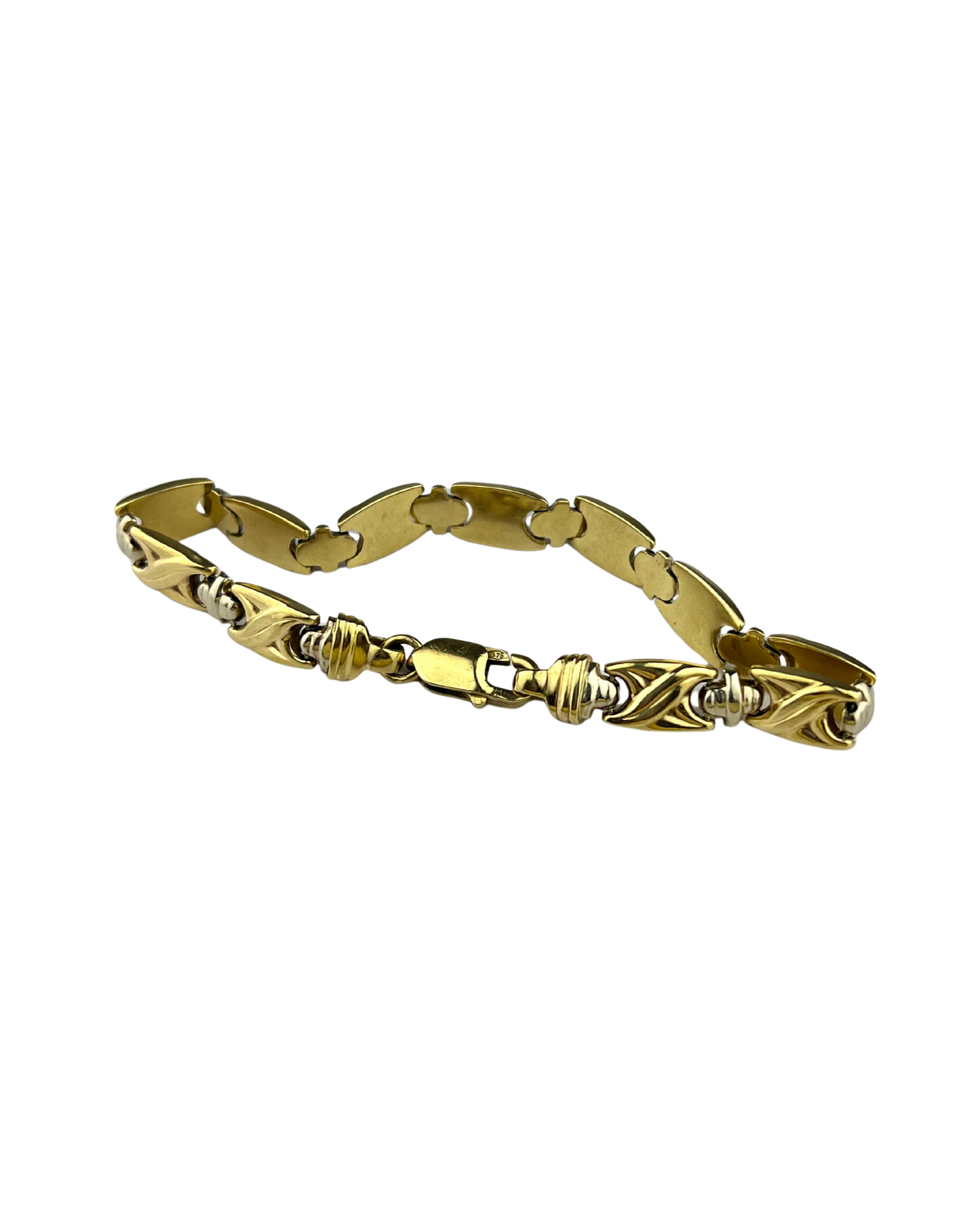 21cm Solid Bracelet in 9ct Yellow Gold and 9ct White Gold