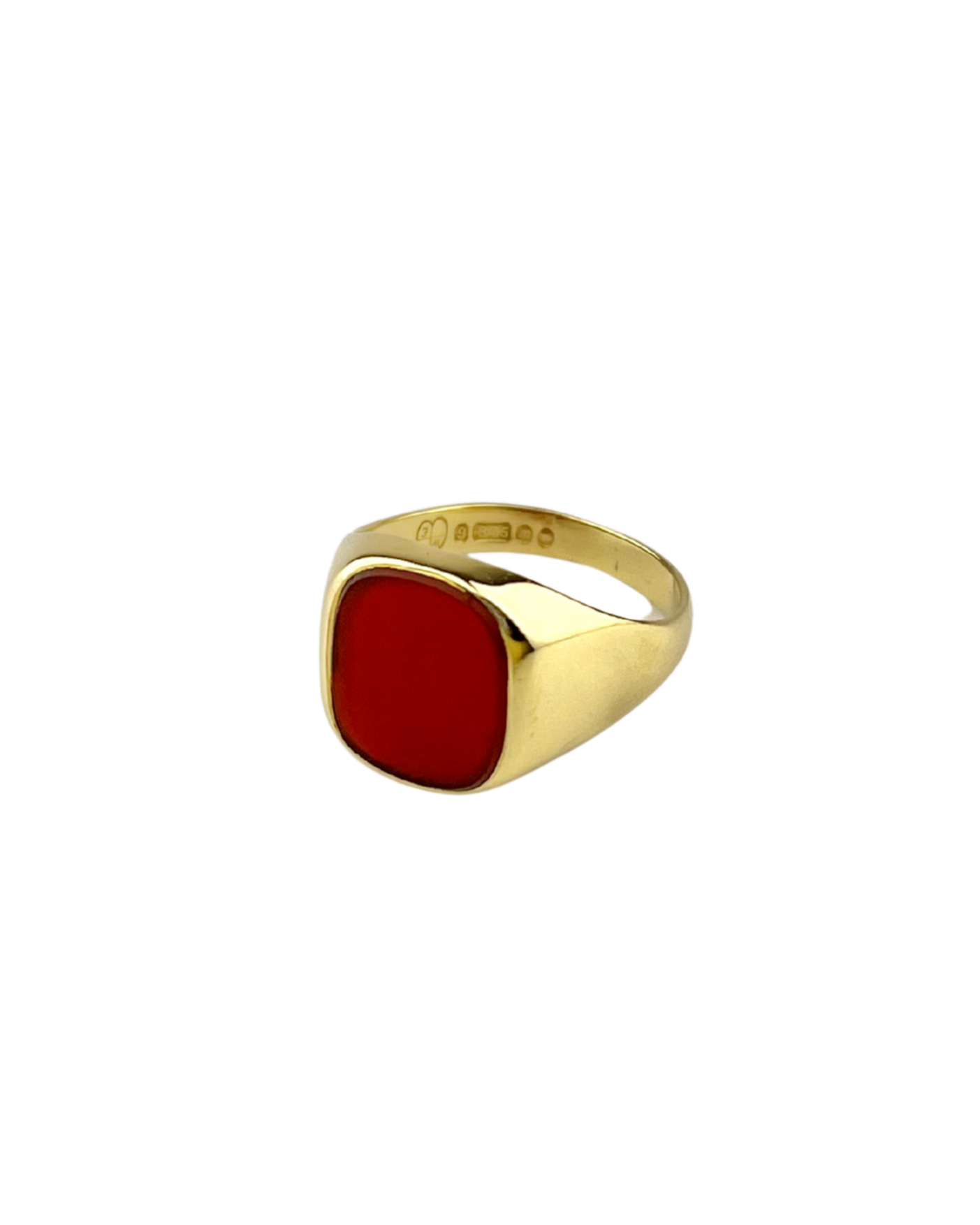 Red Signet Ring in 9ct Yellow Gold