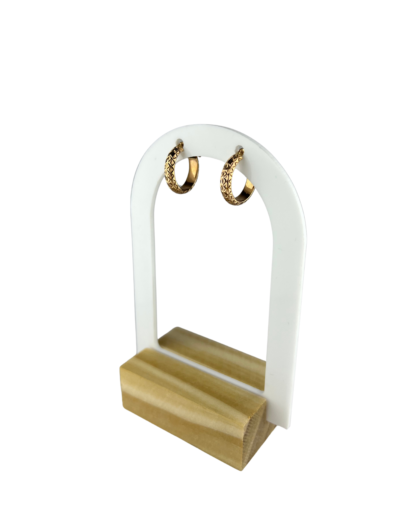 16mm Textured Hoop Earrings in 9ct Rose Gold