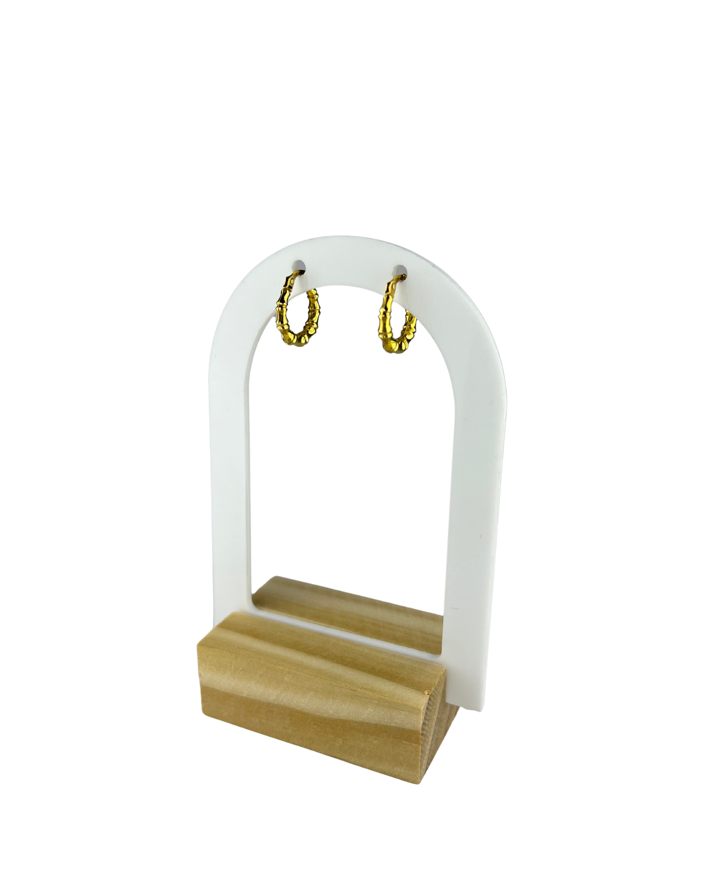 15mm Bamboo Hoop Earrings in 9ct Yellow Gold