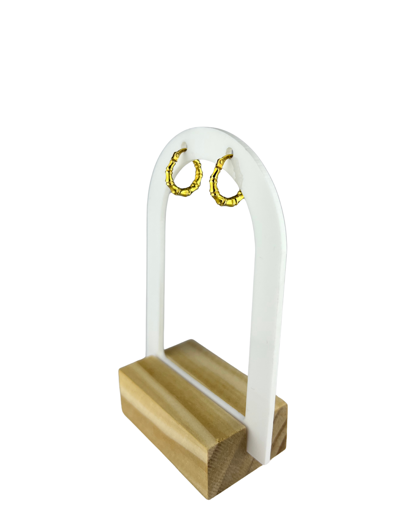 15mm Bamboo Hoop Earrings in 9ct Yellow Gold