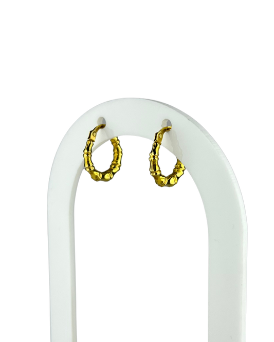 15mm Bamboo Hoop Earrings in 9ct Yellow Gold