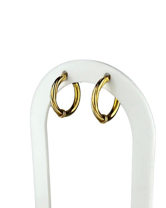 20mm Dual-Textured Hoop Earrings in 9ct Yellow Gold
