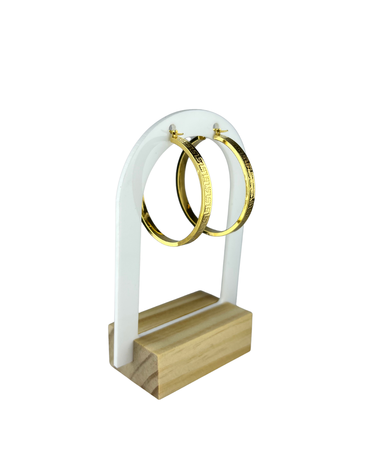 42.5mm Patterned Hoop Earrings in 9ct Yellow Gold