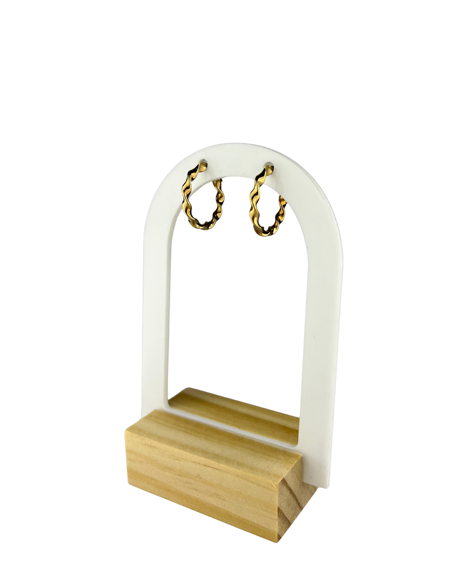 21mm Wavy Hoop Earrings in 9ct Yellow Gold