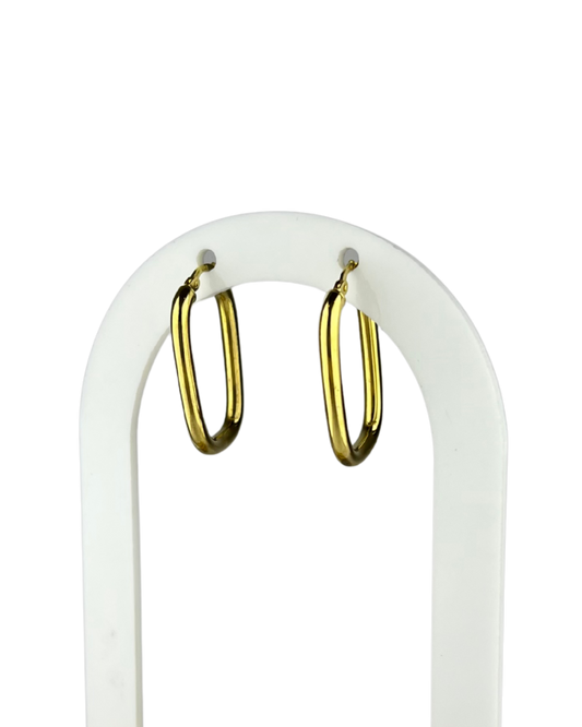 28mm Rectangle Hoop Earrings in 9ct Yellow Gold