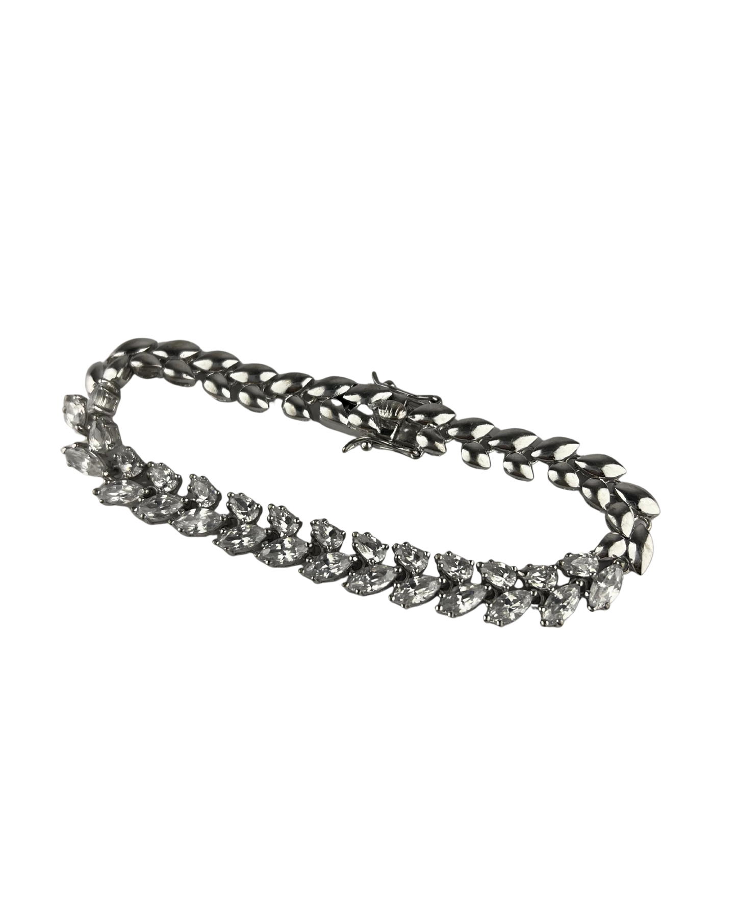 19cm Solid Leaf Bracelet in Sterling Silver