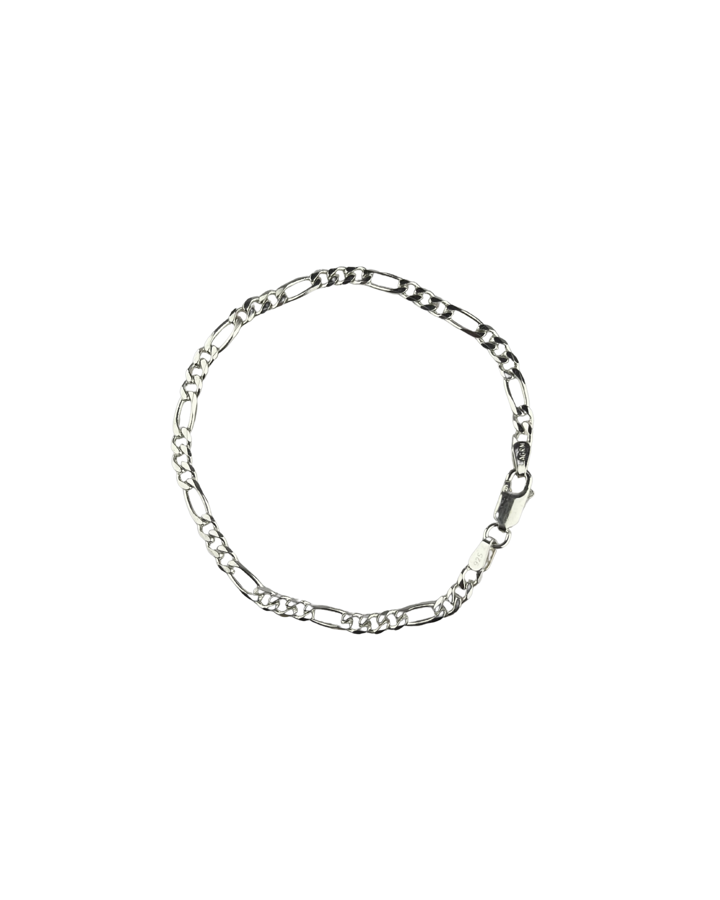 19cm Solid Figaro Bracelet in Sterling Silver