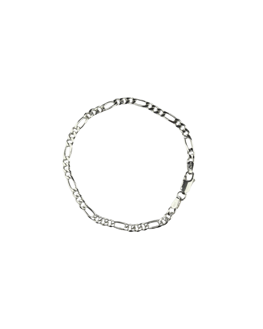 19cm Solid Figaro Bracelet in Sterling Silver