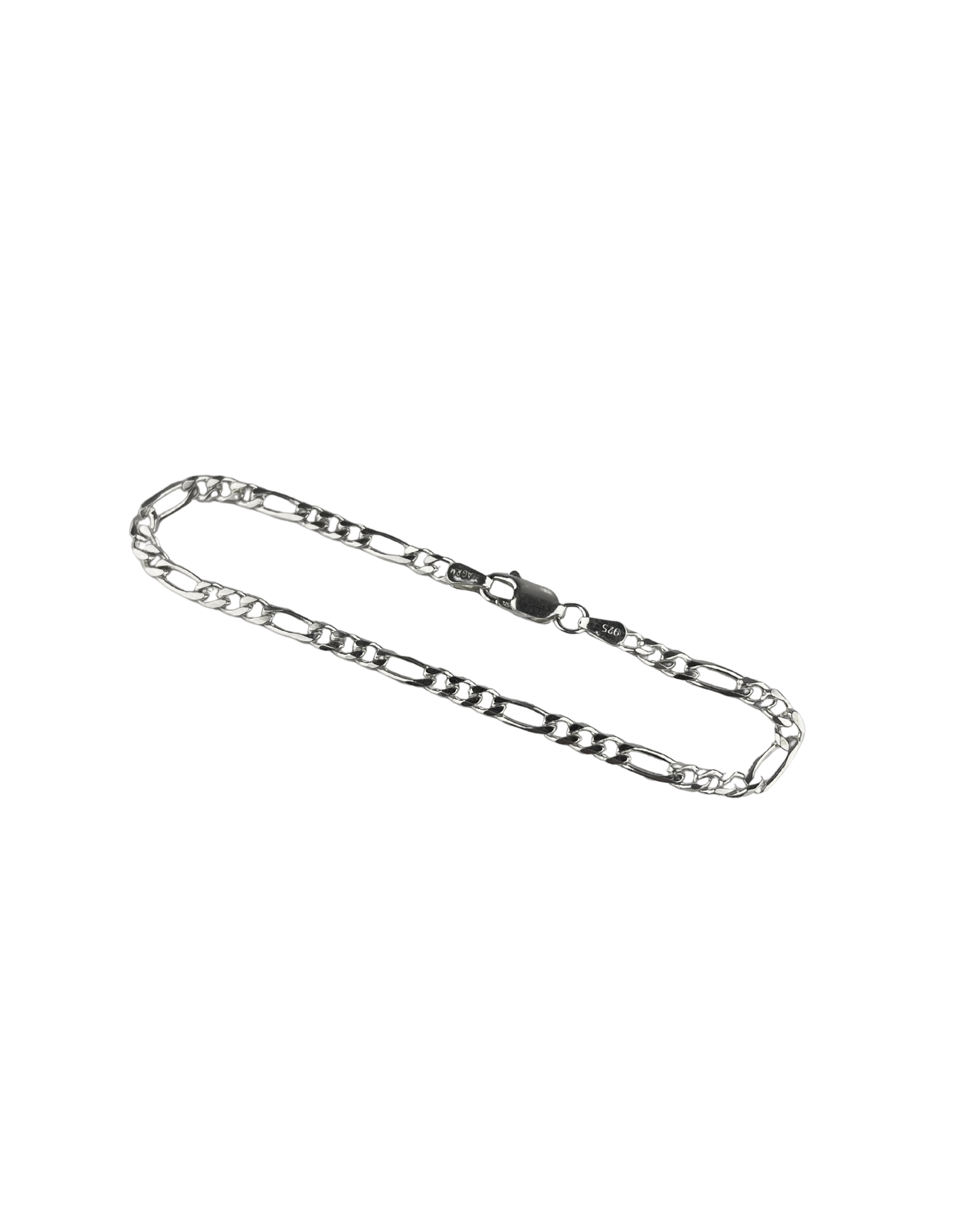 19cm Solid Figaro Bracelet in Sterling Silver
