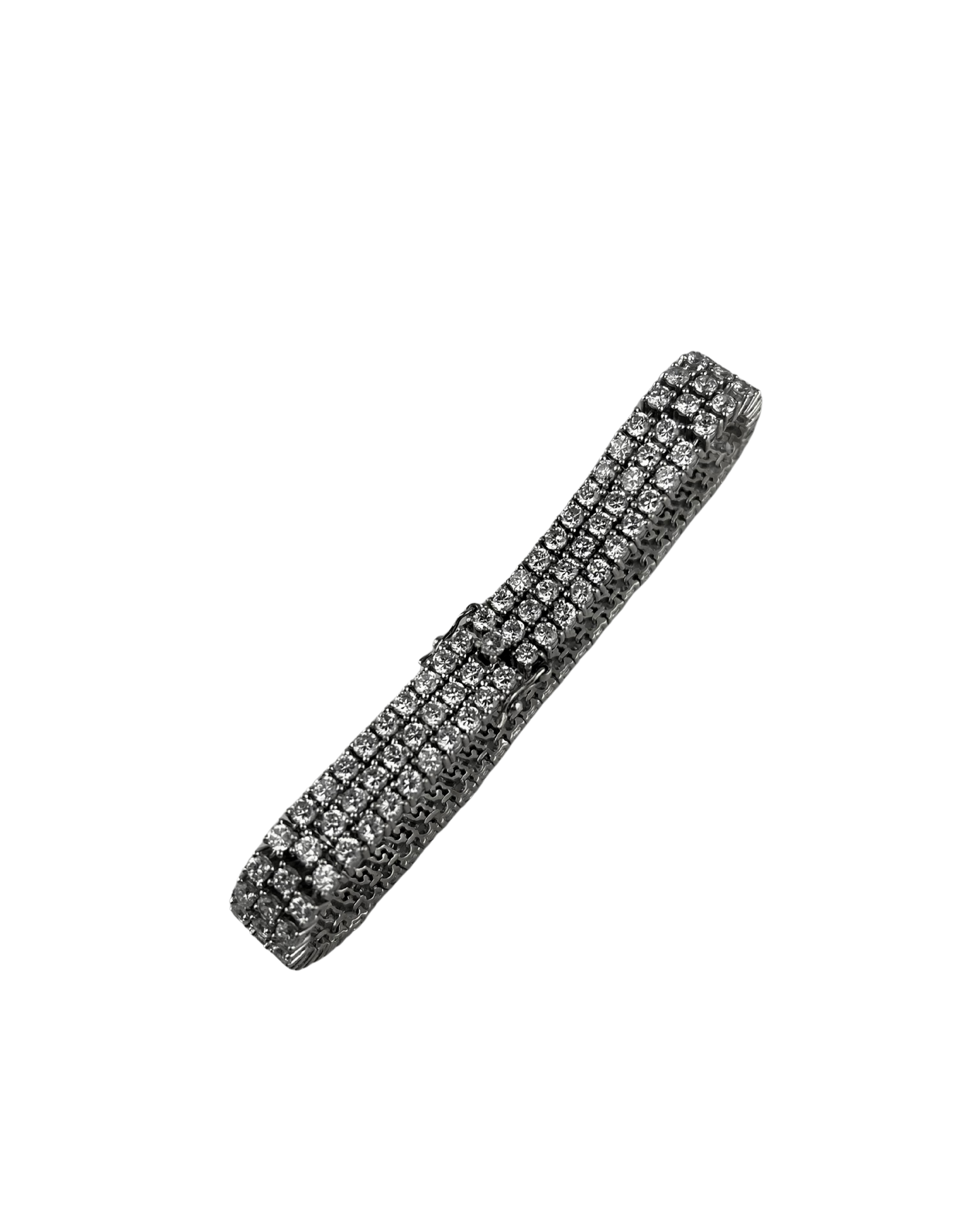 21cm Solid Encrusted Bracelet in Sterling Silver