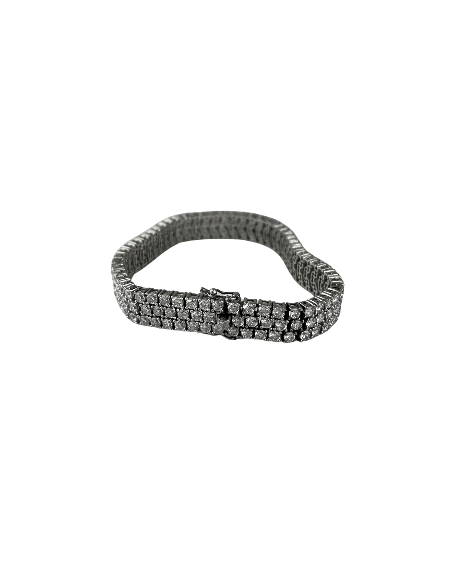 21cm Solid Encrusted Bracelet in Sterling Silver