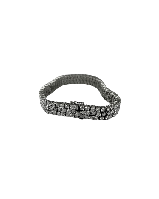 21cm Solid Encrusted Bracelet in Sterling Silver