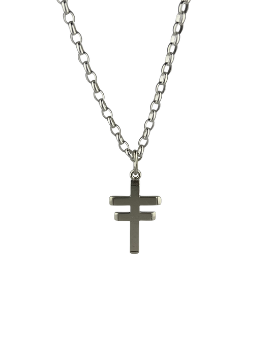 51cm Solid Belcher Chain and Two-Barred Cross in Sterling Silver