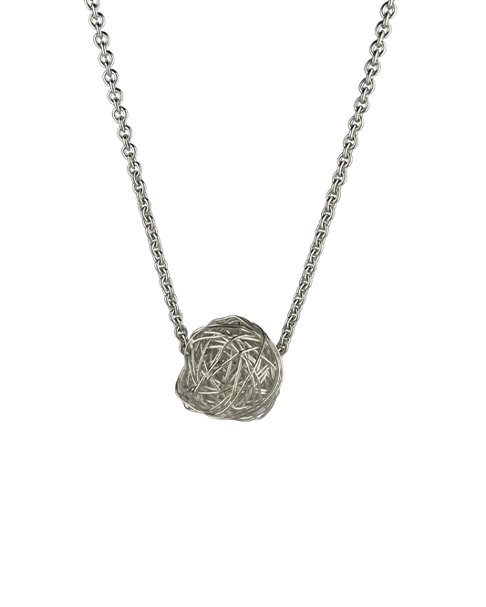 44cm Solid Circle Chain with Ball Pendant in Sterling Silver