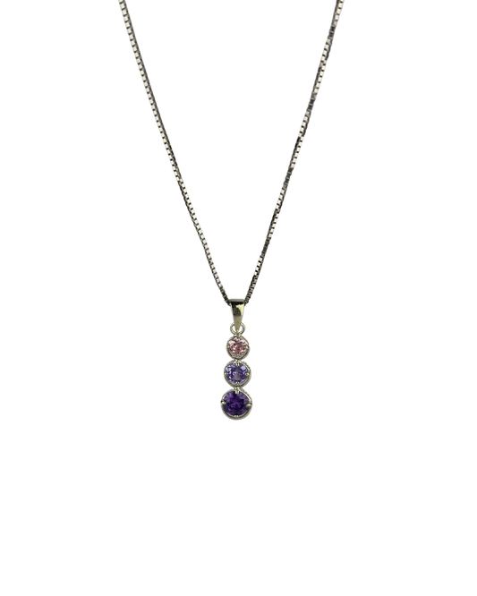 51cm Solid Box Chain and Amethyst Pendant in Sterling Silver