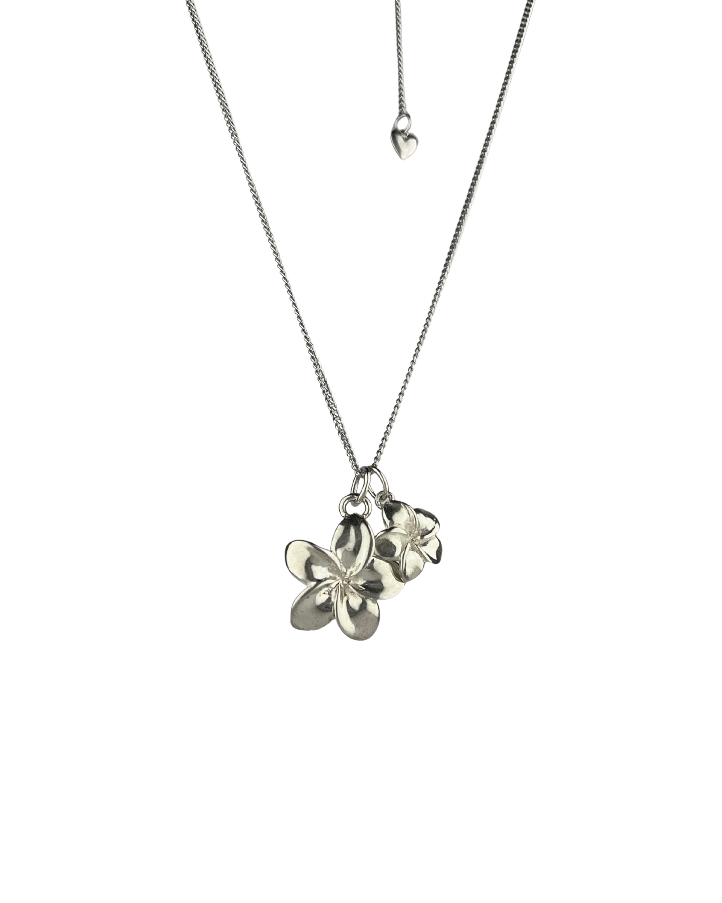 48cm Adjustable Solid Curb Chain and Flower Pendants in Sterling Silver