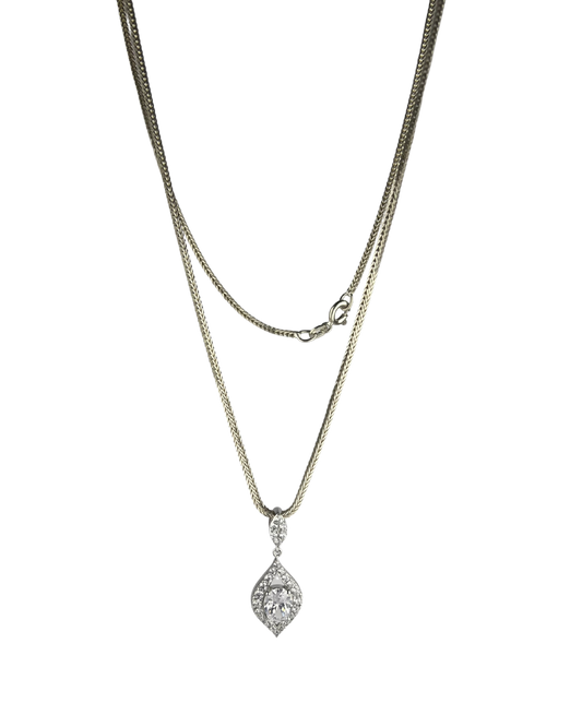 50cm Solid Palma Chain and Pendant in Sterling Silver