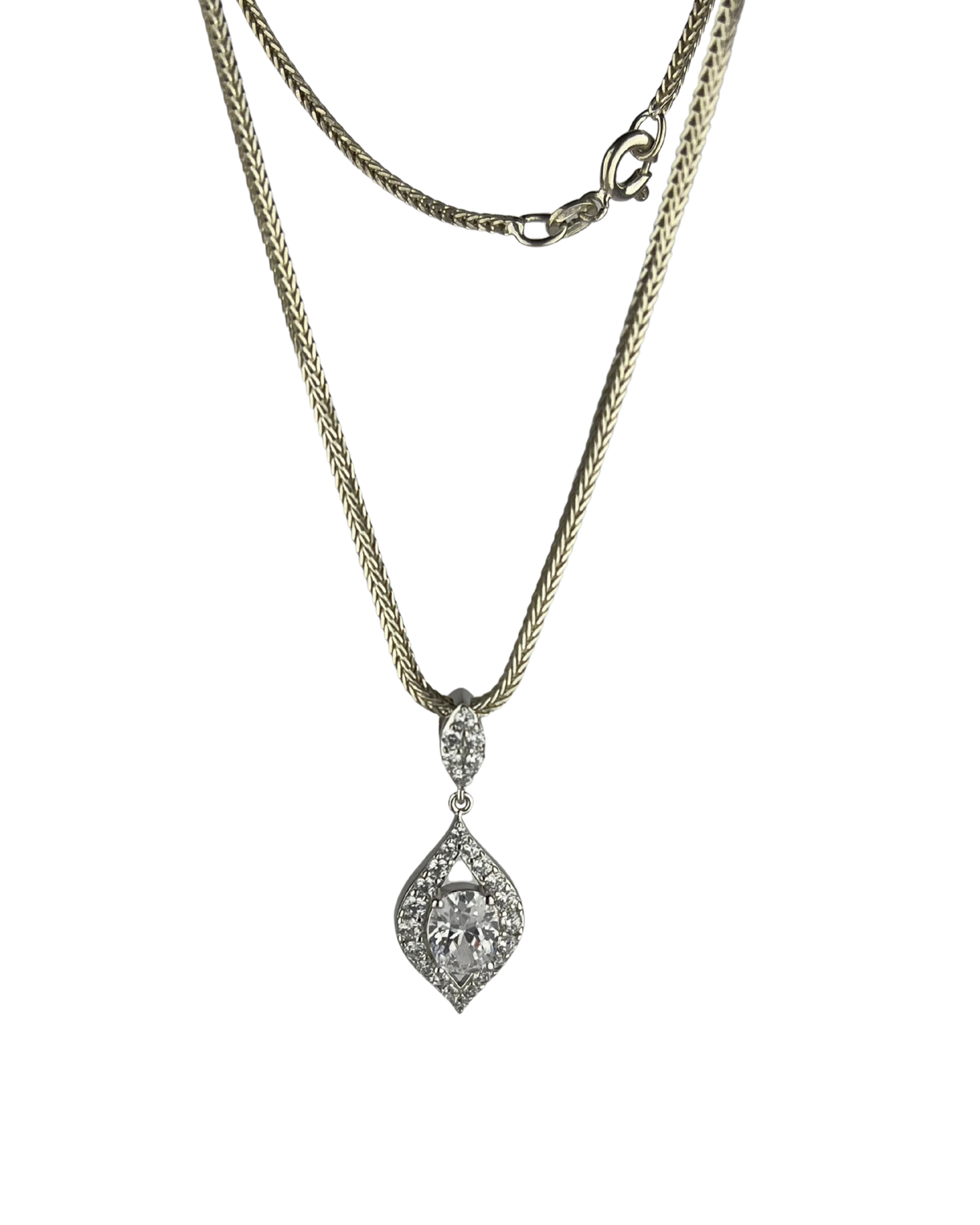 50cm Solid Palma Chain and Pendant in Sterling Silver