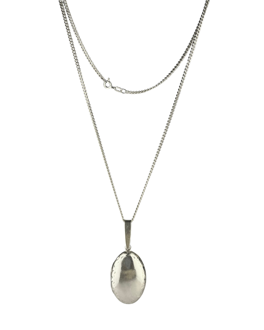 46cm Solid Curb Chain and Locket Pendant in Sterling Silver