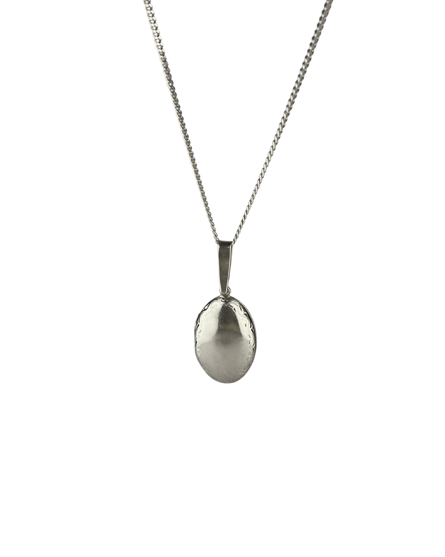 46cm Solid Curb Chain and Locket Pendant in Sterling Silver