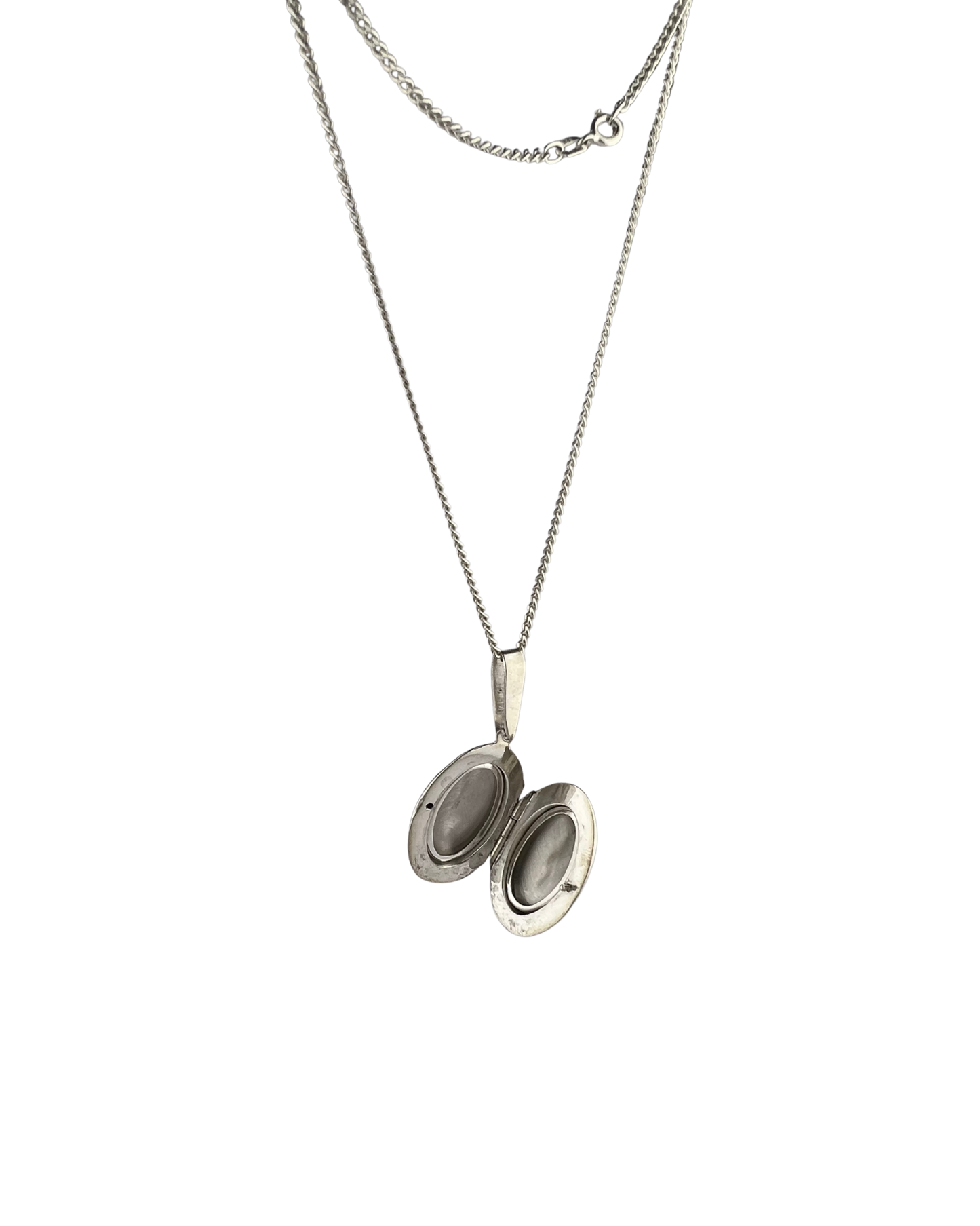 46cm Solid Curb Chain and Locket Pendant in Sterling Silver