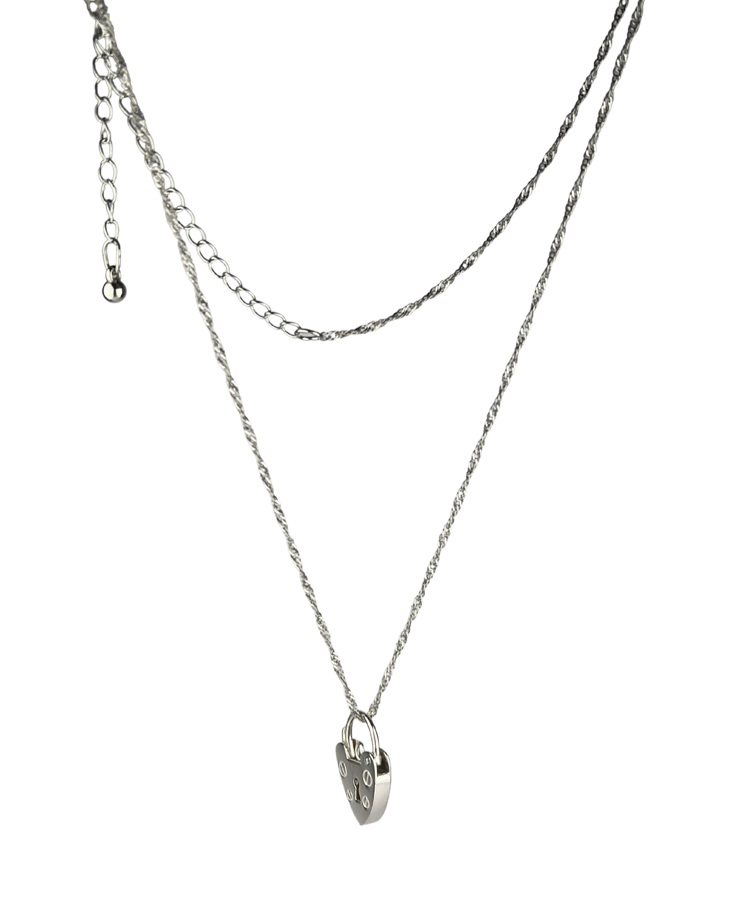 42cm Adjustable Solid Twisted Chain and Heart Locket Pendant in Sterling Silver