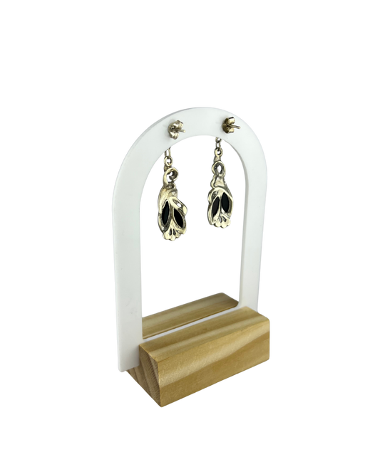 Black Dangle Earrings in Sterling Silver