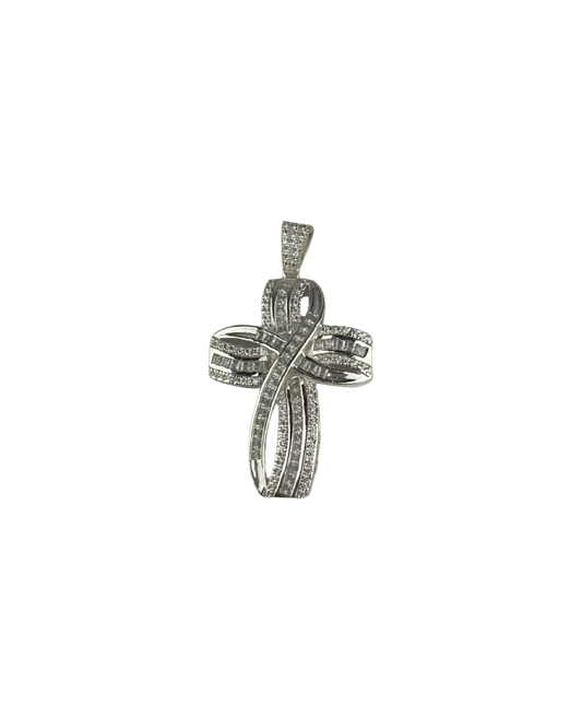 Large Encrusted Cross Pendant in Sterling Silver