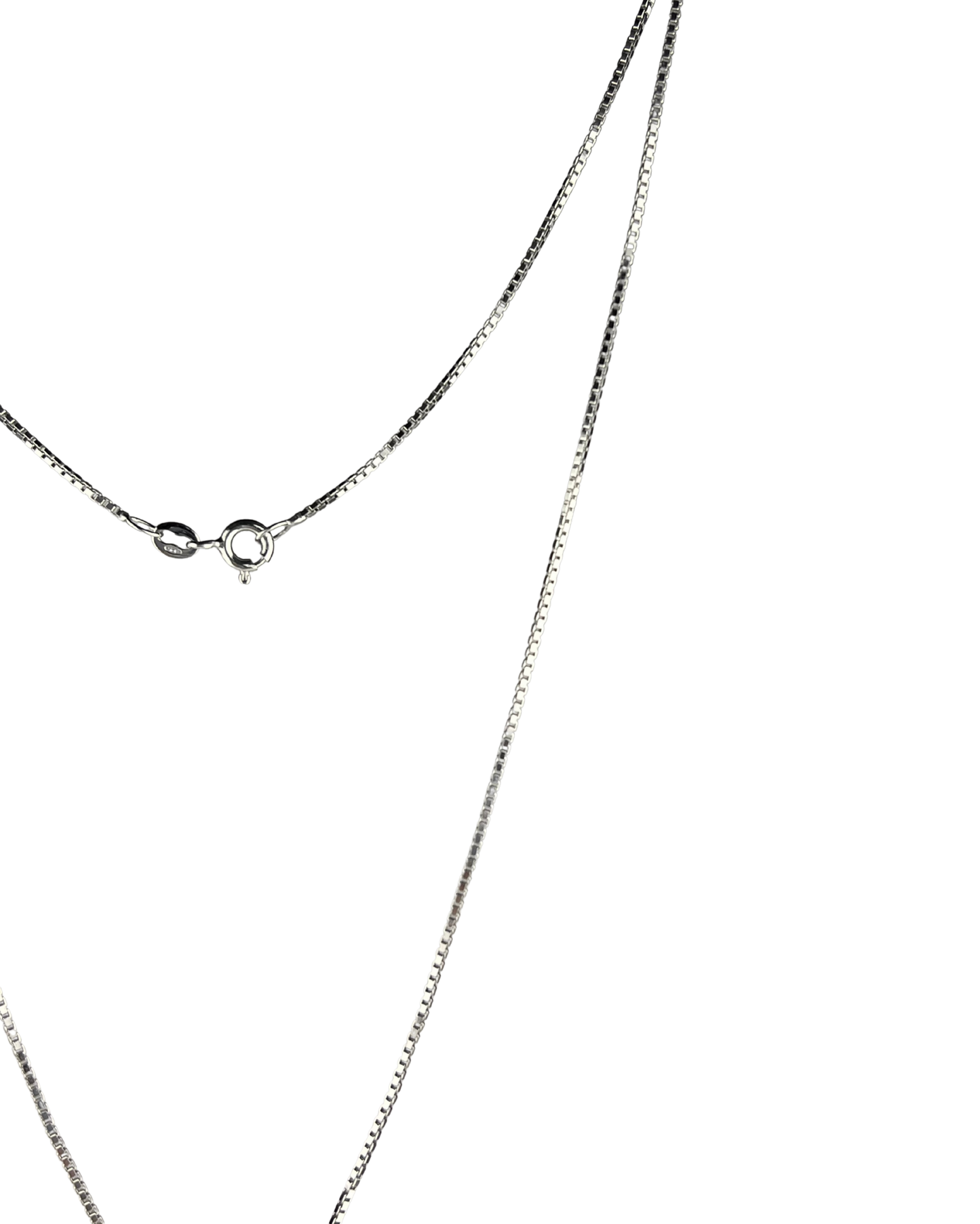 47cm Solid Box Chain with Diamond Pendant in Sterling Silver and 9ct Yellow Gold