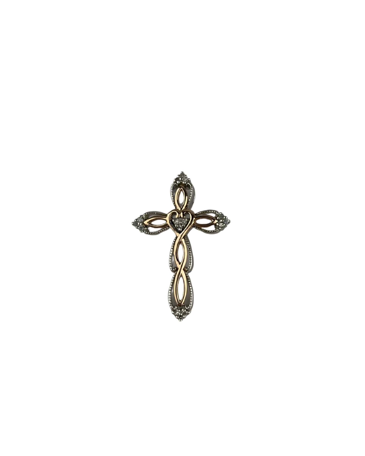 Diamond Cross Pendant in Sterling Silver and 9ct Rose Gold