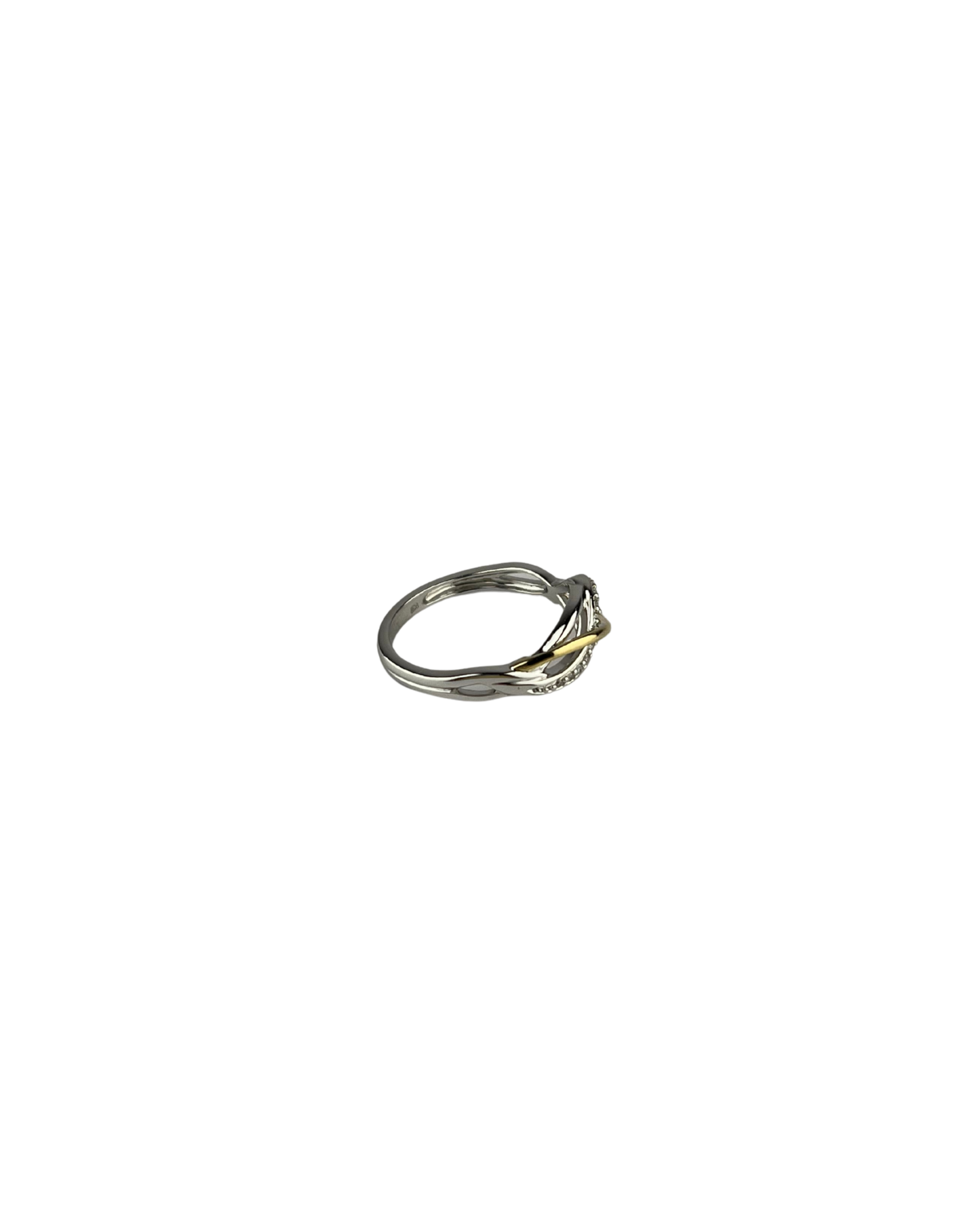 Woven Diamond Ring in Sterling Silver and 9ct Yellow Gold