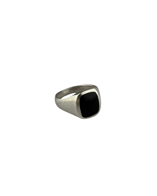 Black Signet Ring in Sterling Silver