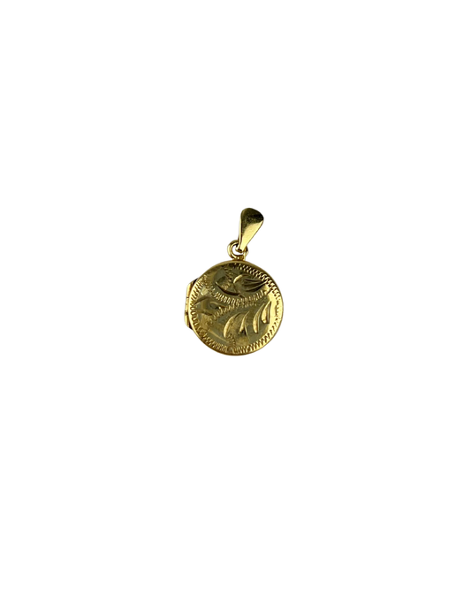 Patterned Circle Locket in 9ct Yellow Gold